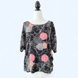 Jacqueline De Yong Women’s Black Pink Floral Short Sleeve Shirt  36 Small
